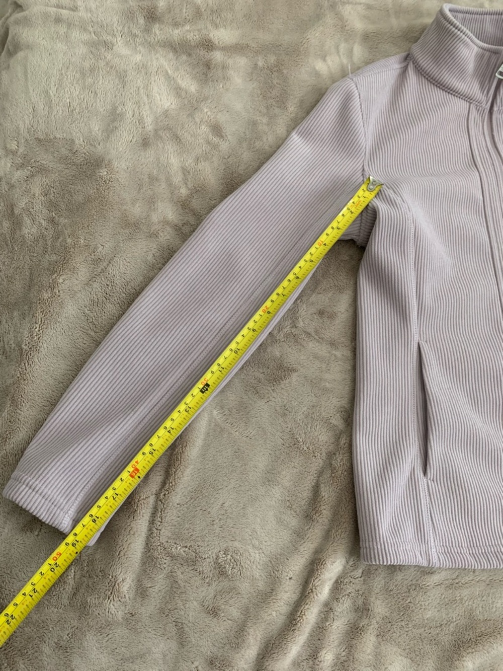 Lightweight Ribbed Zip-Up Jacket in Light Lavenderu - Picture 3 of 6